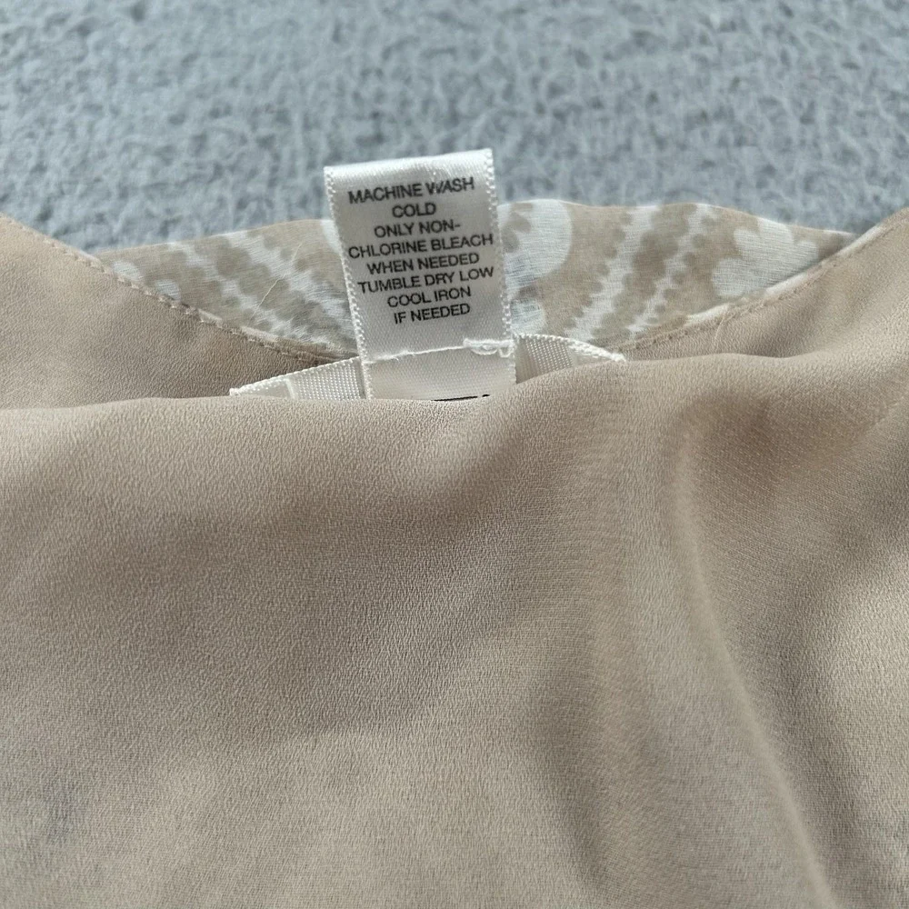 LOFT Blouse Womens 10 Beige Geometric Sleeveless Sweetheart Camisole Lined - Picture 4 of 13